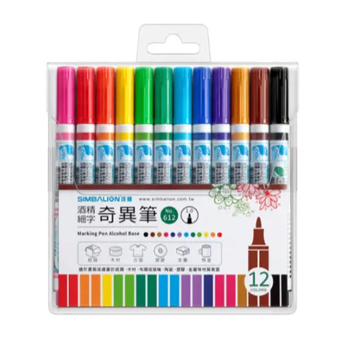 SIMBALION雄獅 No.612 油性細字奇異筆1.0 12色組