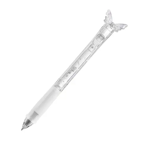 Tempo節奏 GL-350 水晶蝴蝶筆 0.5按動中性筆-白桿黑墨