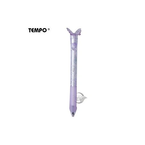 Tempo節奏 GL-350 水晶蝴蝶筆 0.5按動中性筆-紫墨