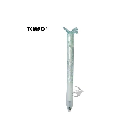 Tempo節奏 GL-350 水晶蝴蝶筆 0.5按動中性筆-綠墨