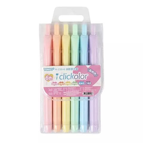 TEMPO節奏 H-210-6 自動螢光筆六色組