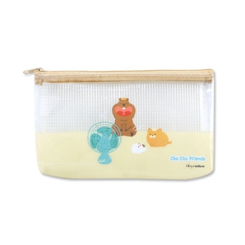 珠友 PB-60680-01 透明網格扁形筆袋-笑口常開