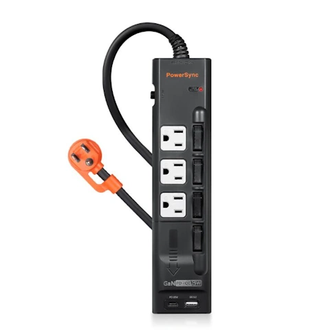 群加 4開3插GaN快充防雷擊延長線(黑色) 1.8米