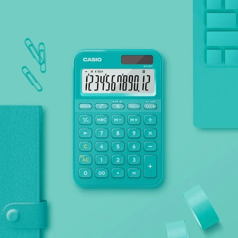CASIO 卡西歐 MS-20YC-TU 計算機12位元-翡翠綠