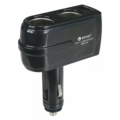 【KINYO】2孔車用點煙器+USB充電擴 KYCRU-14