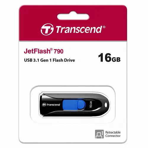 Transcend創見 JF790K 16G USB隨身碟(伸縮) 黑