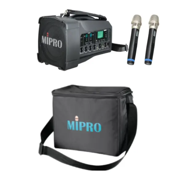 MIPRO MA-100D 雙頻道迷你無線喊話器+2麥克風(含背包)