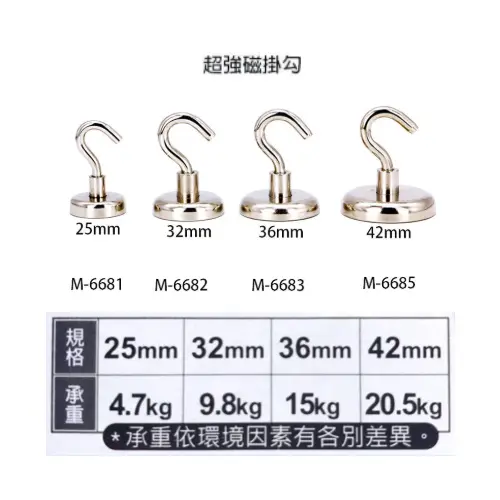 M-6681超強磁掛勾(25MM) 承重4.7kg