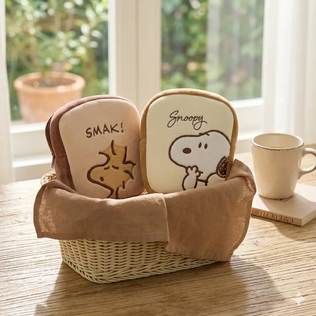 禮贈品075 SNOOPY 史努比-薄片吐司隨身收納袋(約16.5x14x3.5cm)(有興趣請來電詢問)